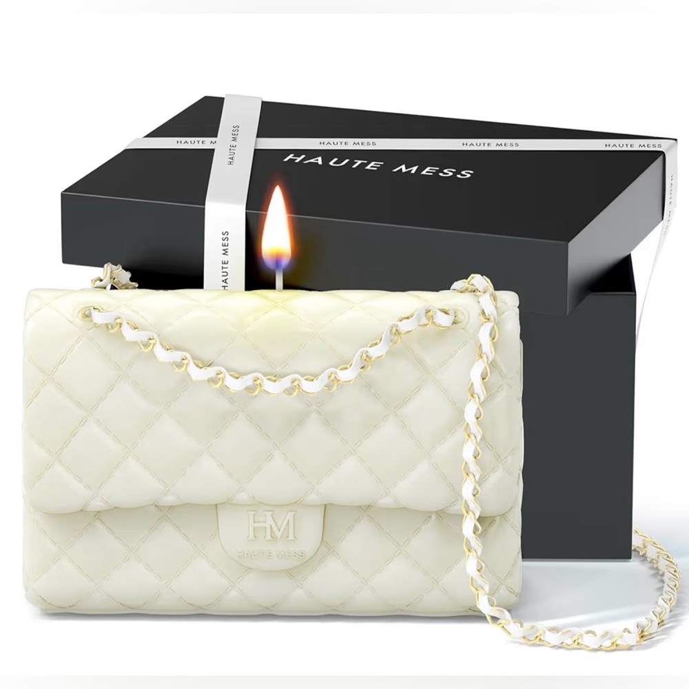 Quilted Luxury Purse Shaped Candle | Floral Scented Soy Candle | Luxury Gift